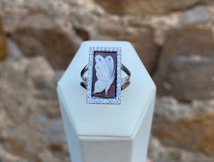 Anello Rettangolare Cammeo Farfalla