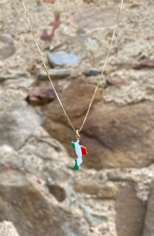 Collana Calabria Bandiera Italiana- In argento Dorato