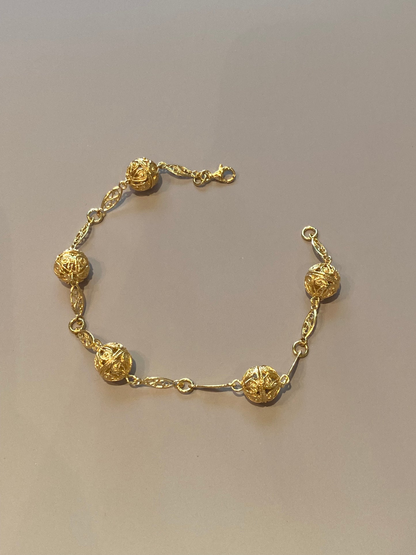 Bracciale Filigrana 5 Chicchi Argento Dorato