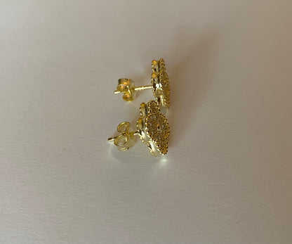 Orecchini Quadrifoglio Argento Dorato e Zirconi