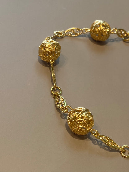 Bracciale Filigrana 5 Chicchi Argento Dorato