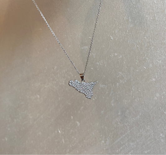 Collana in Argento 925 con ciondolo Sicilia
