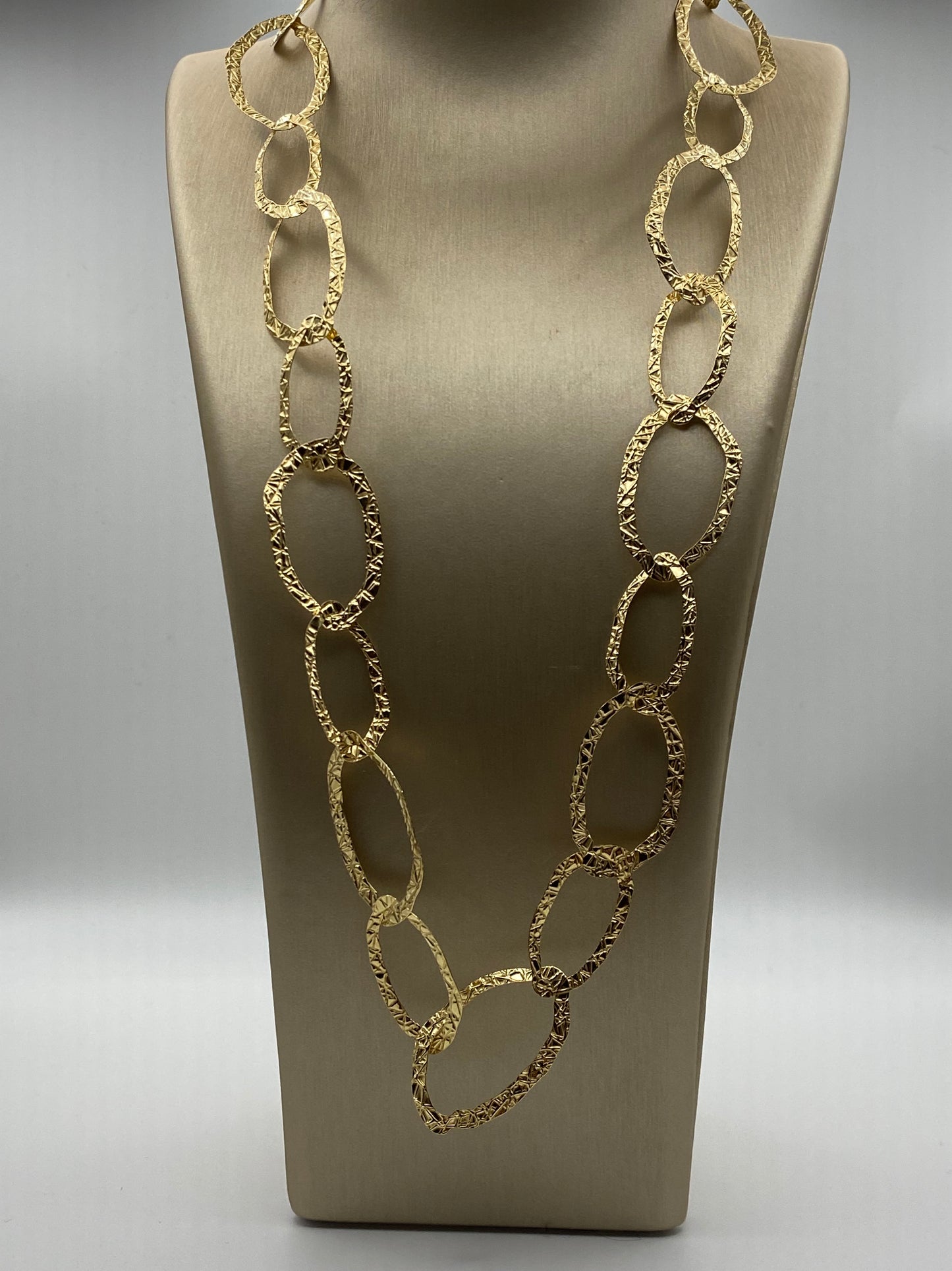 Collana Catena Ovale Martellata – Argento 925