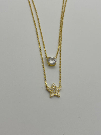 Girocollo Doppia Stella Zircone