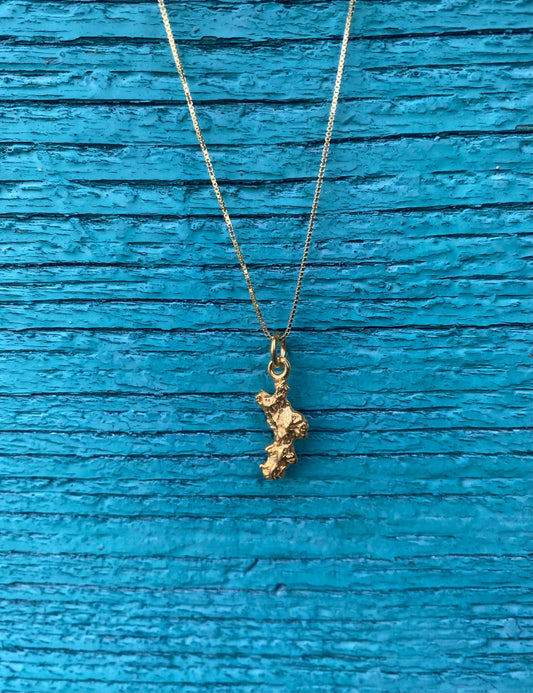Collana con Ciondolo Calabria in Rilievo Argento Dorato