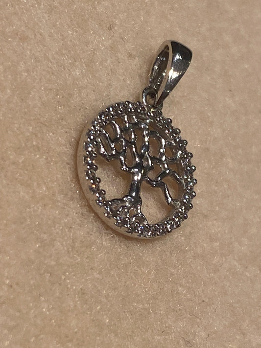 Ciondolo Albero della vita Oro Bianco Cubic Zirconia