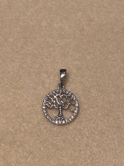 Ciondolo Albero della vita Oro Bianco Cubic Zirconia