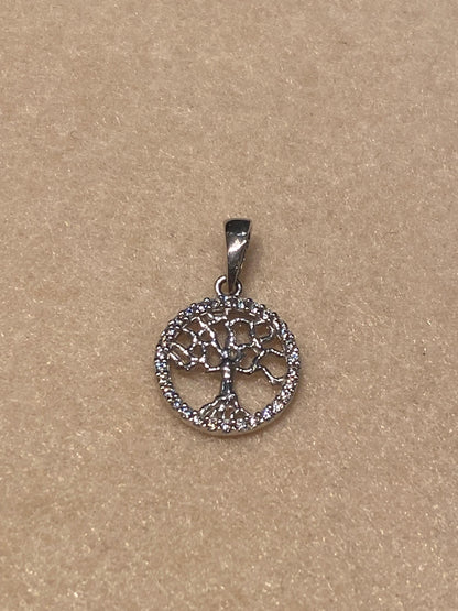 Ciondolo Albero della vita Oro Bianco Cubic Zirconia