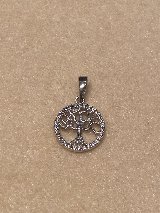 Ciondolo Albero della vita Oro Bianco Cubic Zirconia