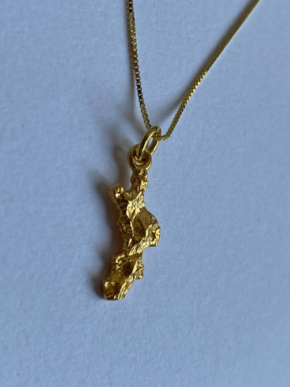 Collana con Ciondolo Calabria in Rilievo Argento Dorato