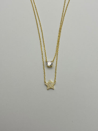 Girocollo Doppia Stella Zircone