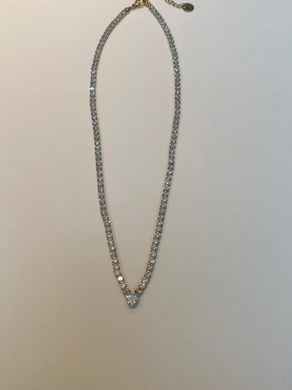 Collana Tennis con Cuore centrale