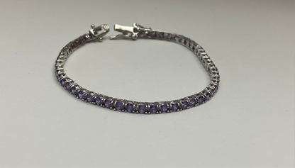 Bracciale Tennis Argento 925 e Zirconi Viola ametista