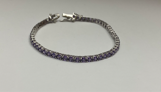 Bracciale Tennis Argento 925 e Zirconi Viola ametista