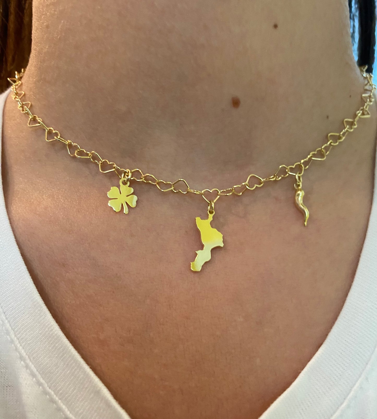 Collana Calabria Catena di cuori con Charms