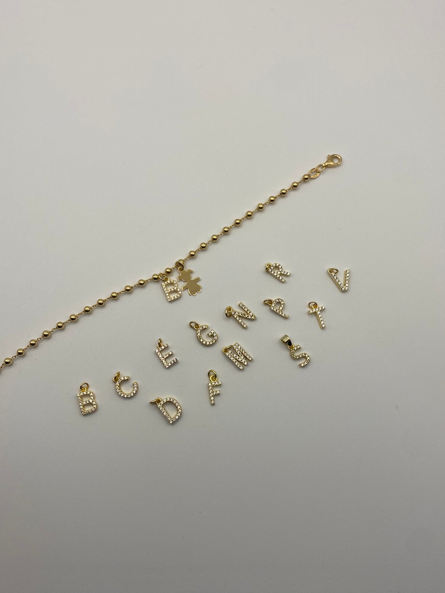 Bracciale Bimba con Iniziale-In argento Dorato