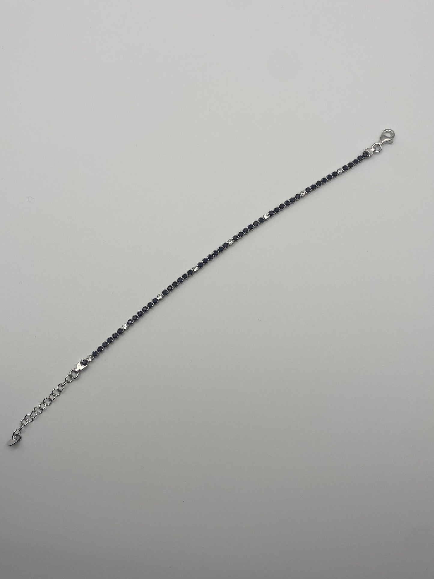 Bracciale Tennis Argento 925 e Pietre Nere e Bianche