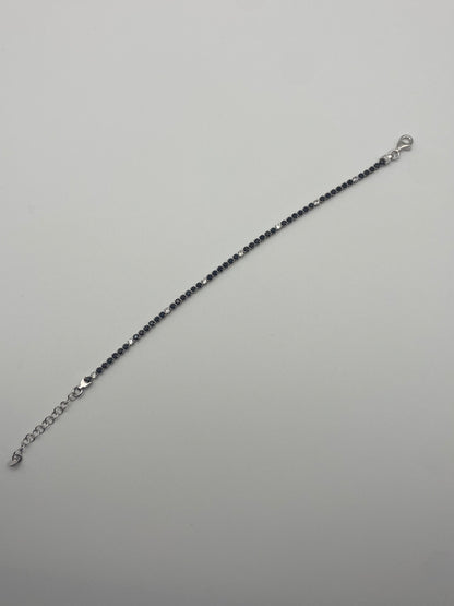 Bracciale Tennis Argento 925 e Pietre Nere e Bianche