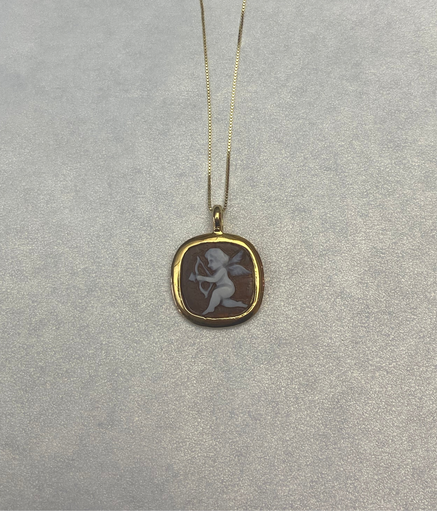Girocollo Cammeo Cupido Argento Dorato