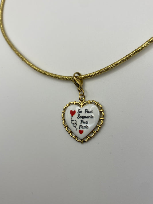 Cordoncino Magnetico Color Oro con ciondolo "Se puoi sognarlo puoi farlo"