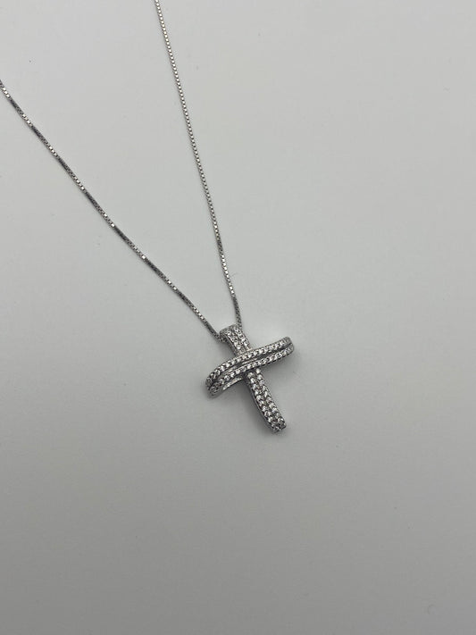 Collana Croce in Argento e Zirconi