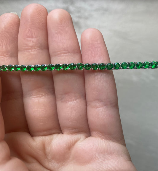 Bracciale Tennis in Argento 925 e Zirconi Verdi