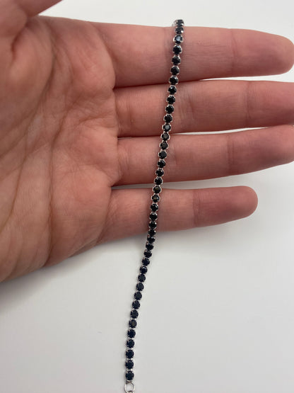 Bracciale Tennis Argento 925 e Pietre Nere
