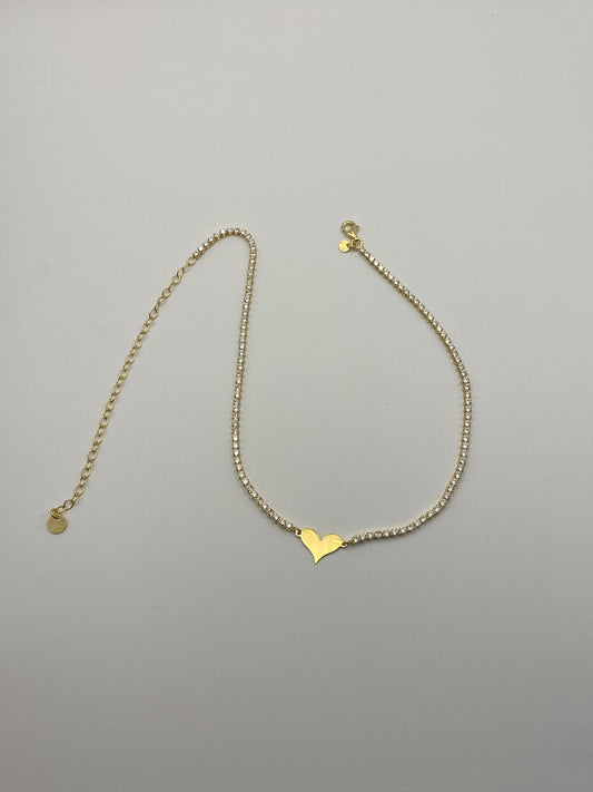 Collana Choker Tennis con Cuoricino