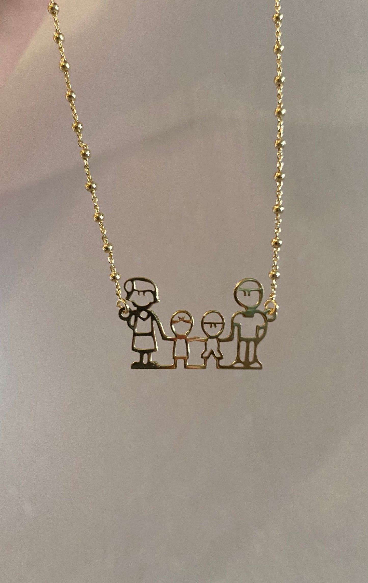 Collana Famiglia con Bimba e Bimbo in Argento Dorato
