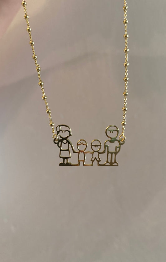 Collana Famiglia con Bimba e Bimbo in Argento Dorato