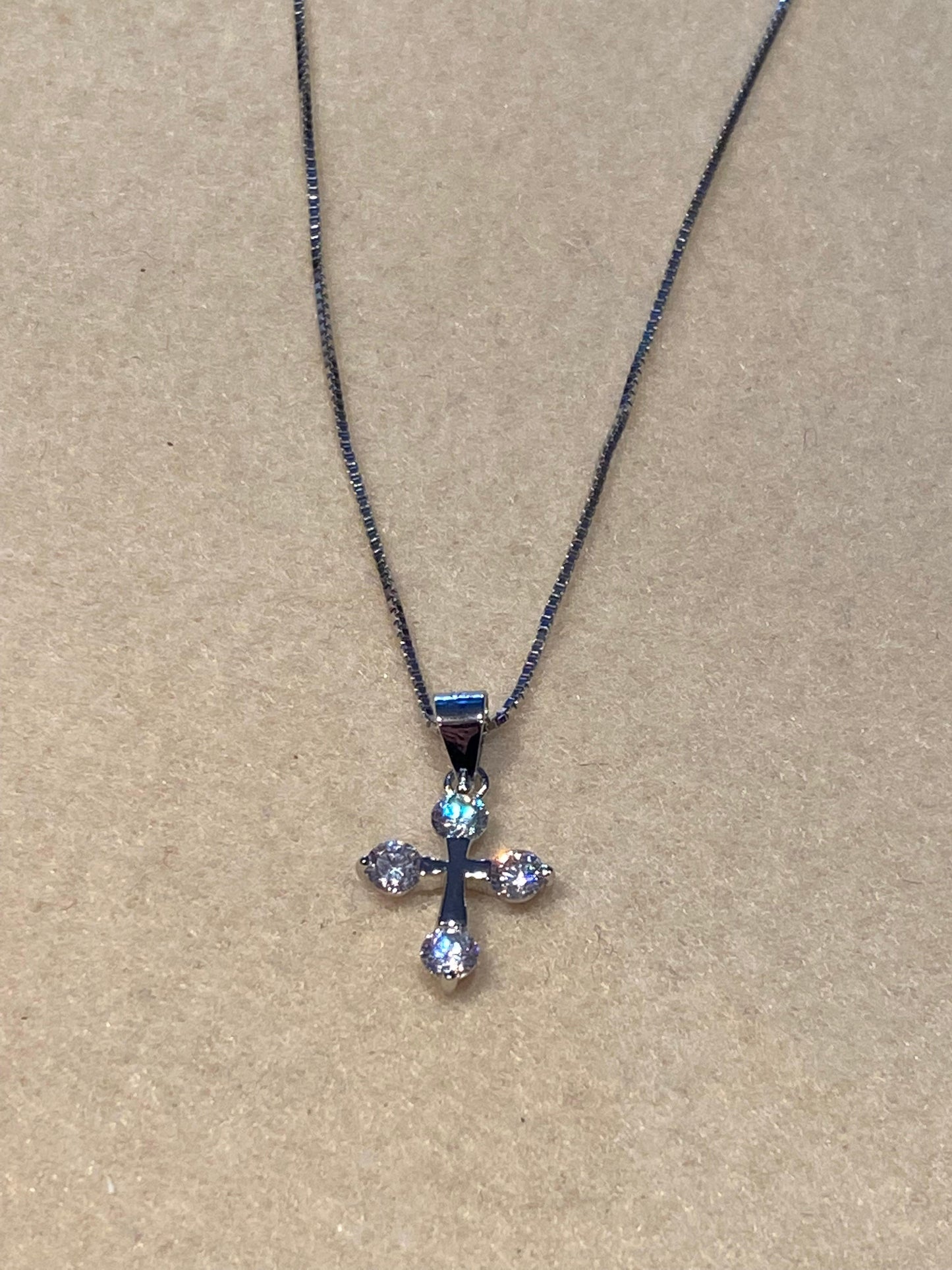 Girocollo Croce Mini Argento e Zirconi
