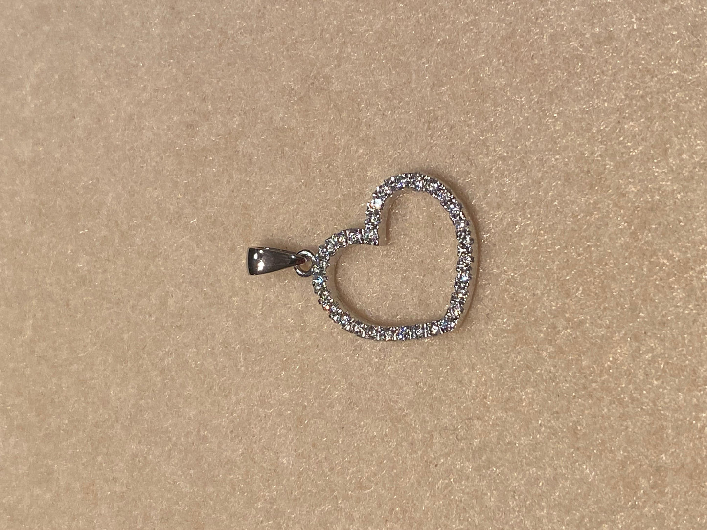 Ciondolo Cuore Oro Bianco e Zirconi