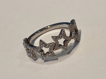 Anello Stelle in Argento con Zirconi
