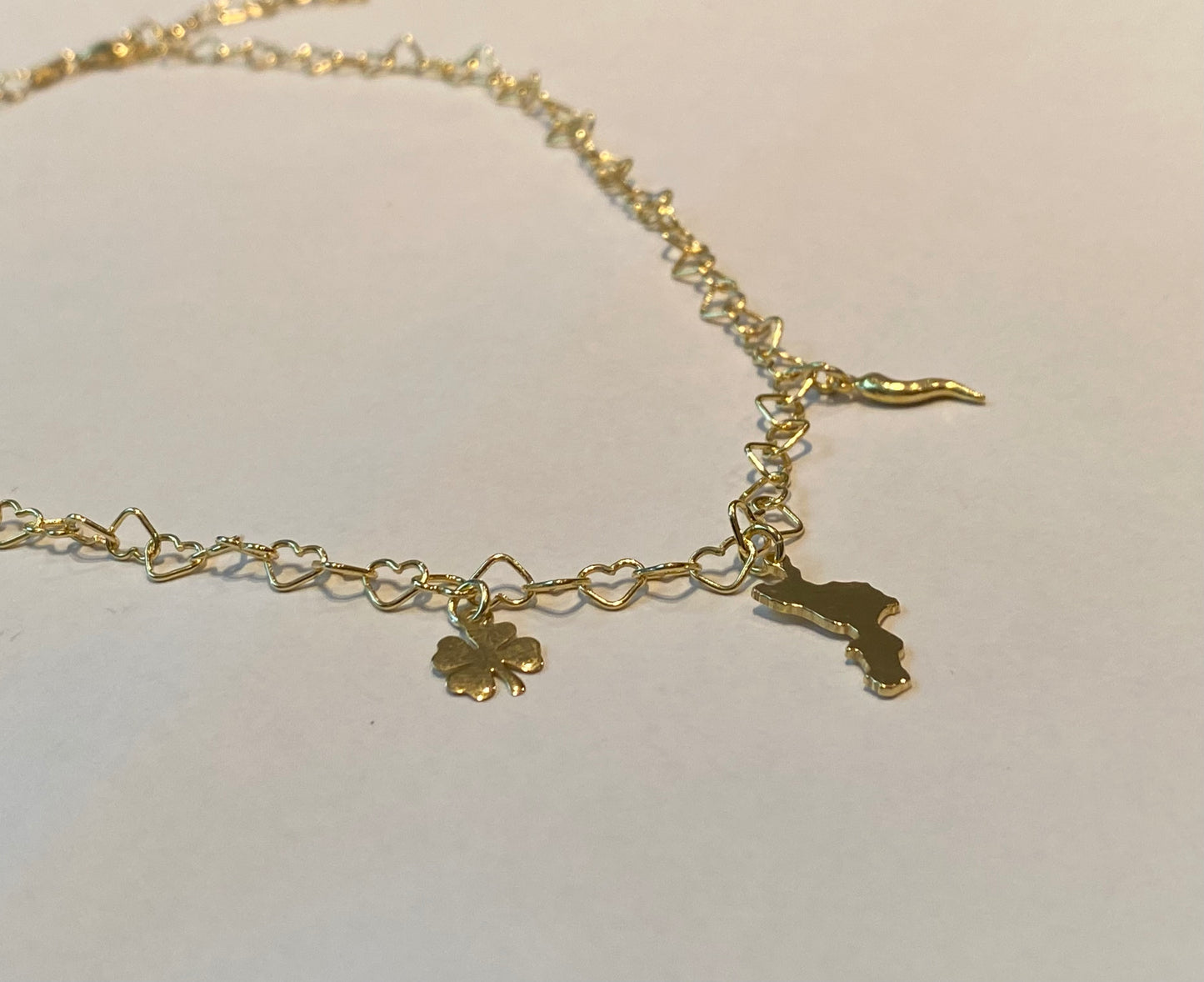 Collana Calabria Catena di cuori con Charms