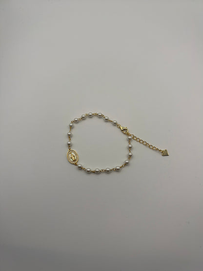 Bracciale Madonna Madreperla in argento 925 dorato e Swarovski 1 - Zumpano Gioielli