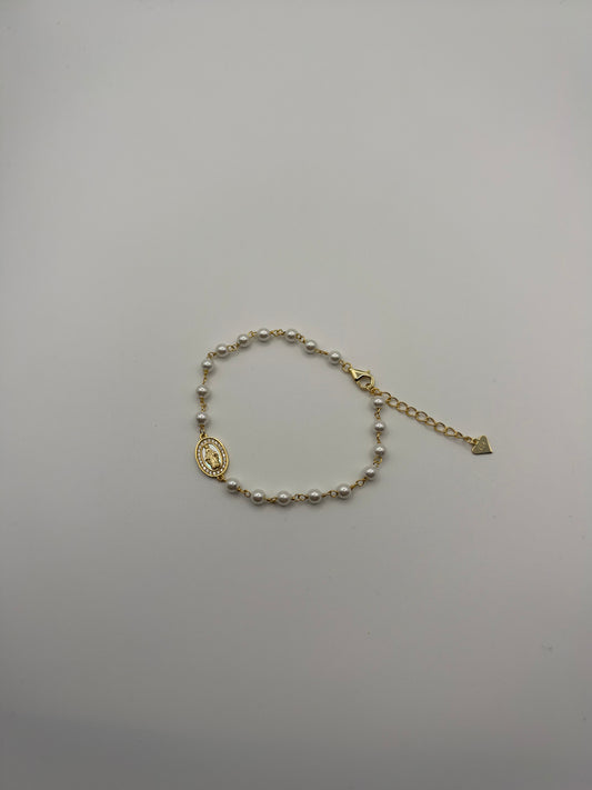 Bracciale Madonna Madreperla in argento 925 dorato e Swarovski 1 - Zumpano Gioielli