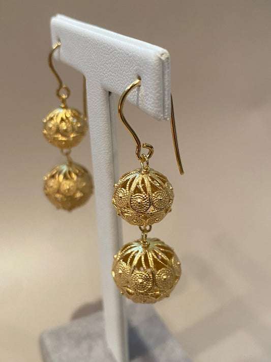 Orecchini Sunnacca Chicchi In Filigrana Argento Dorato