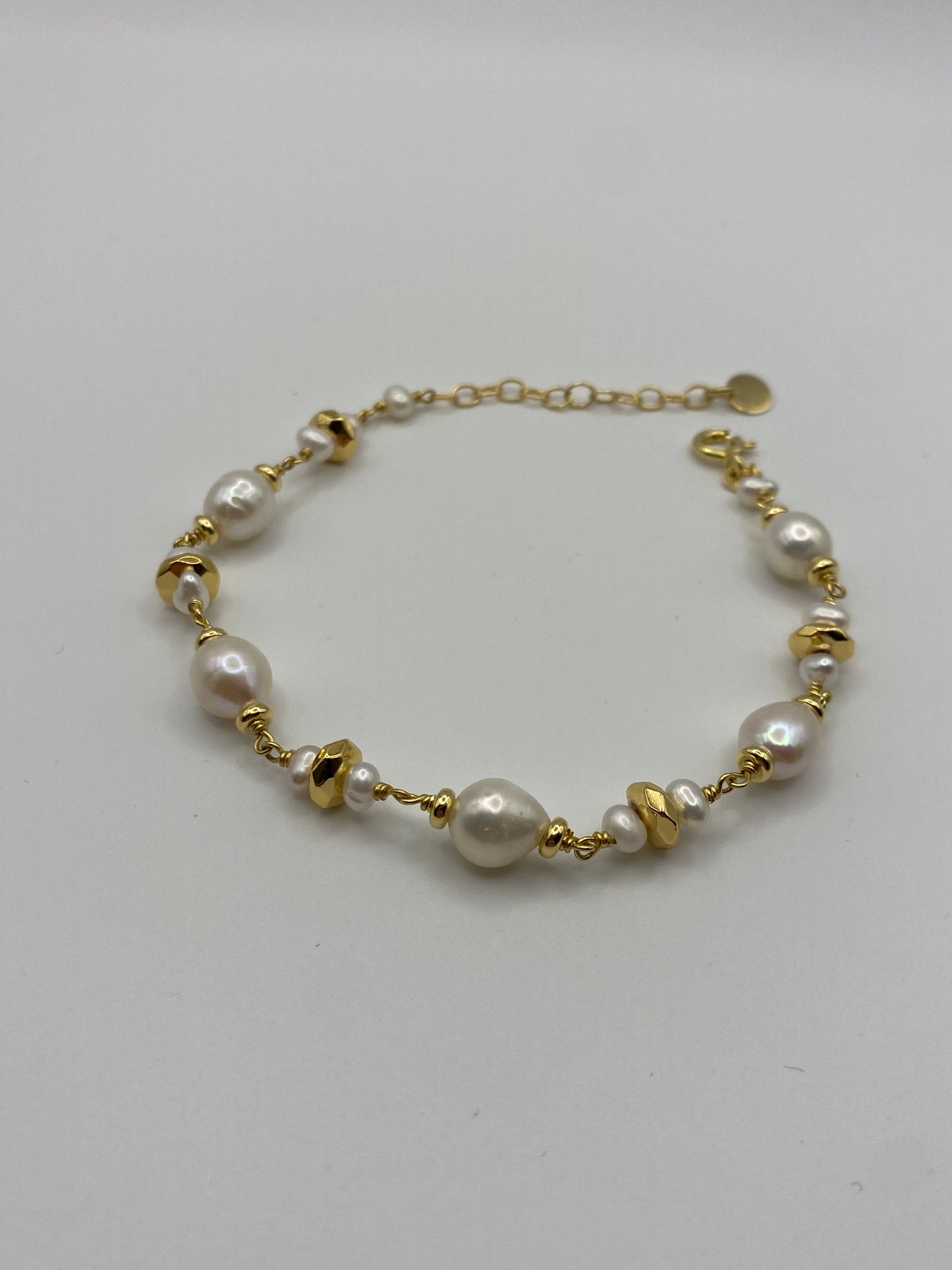 Bracciale in Argento Dorato e Perle Barocche