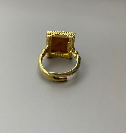 Anello Rettangolare Cammeo Sole e Luna