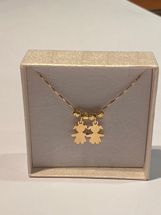 Collana Due Bimbe con Pepite