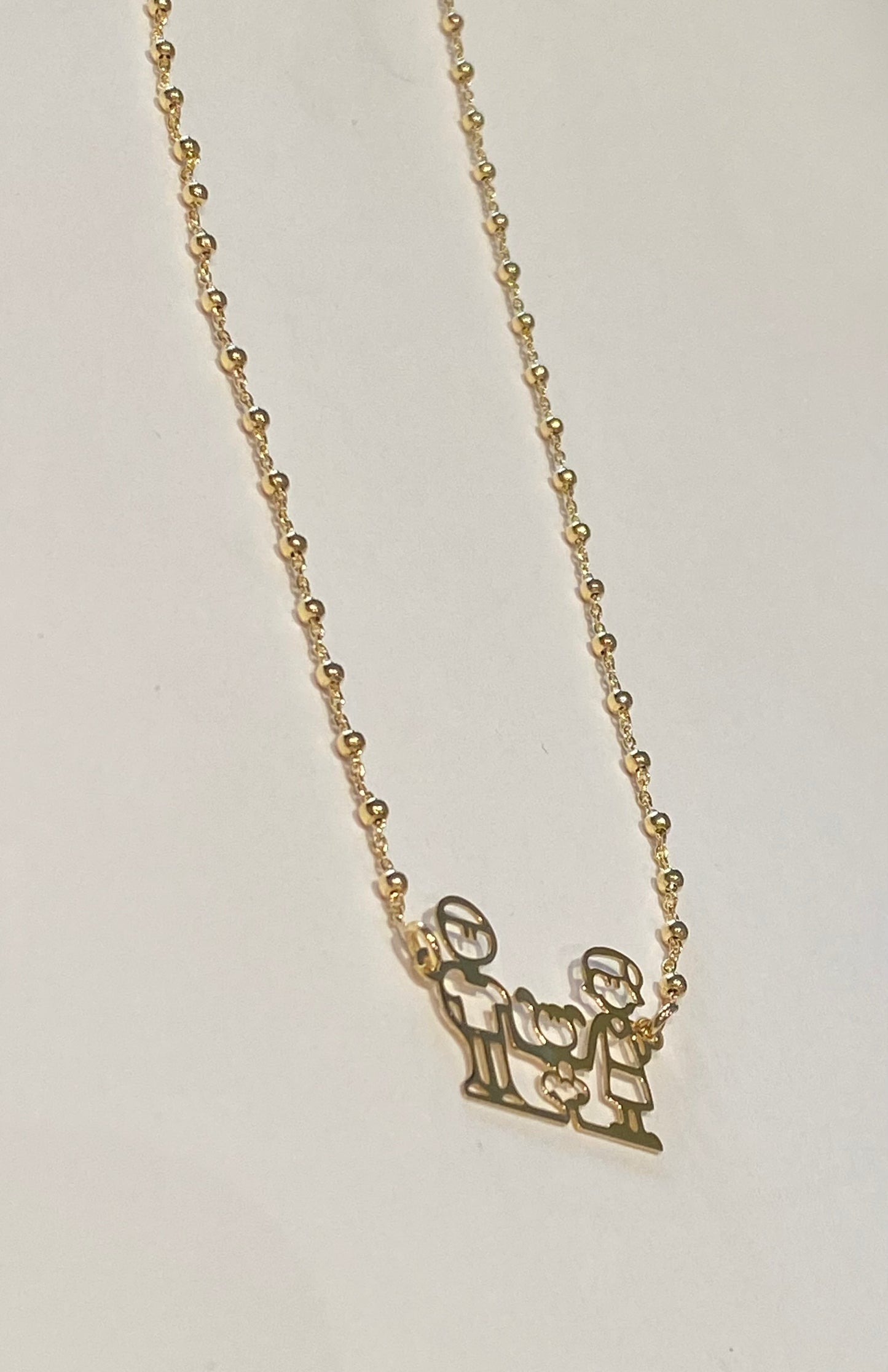 Collana Famiglia con Bimba in Argento Dorato