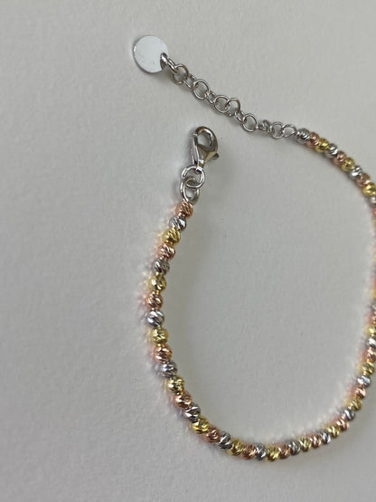 Bracciale Tricolore Sfere Diamantate Medie