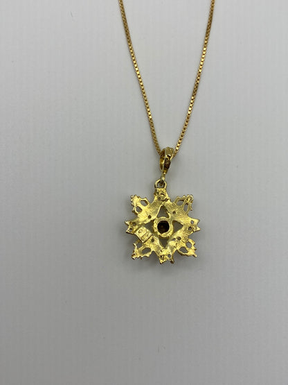 Collana con ciondolo in argento Dorato, pietra Rossa e Microperle