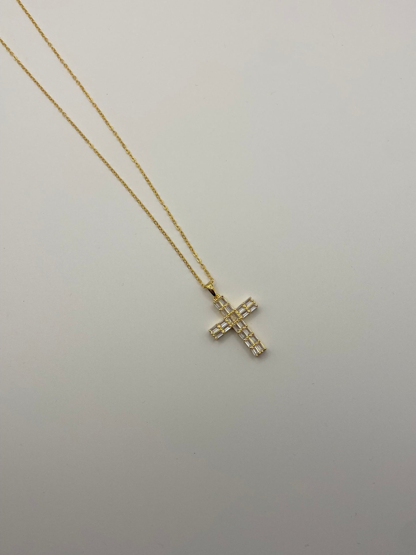 Collana Croce Baguette-In Argento Dorato