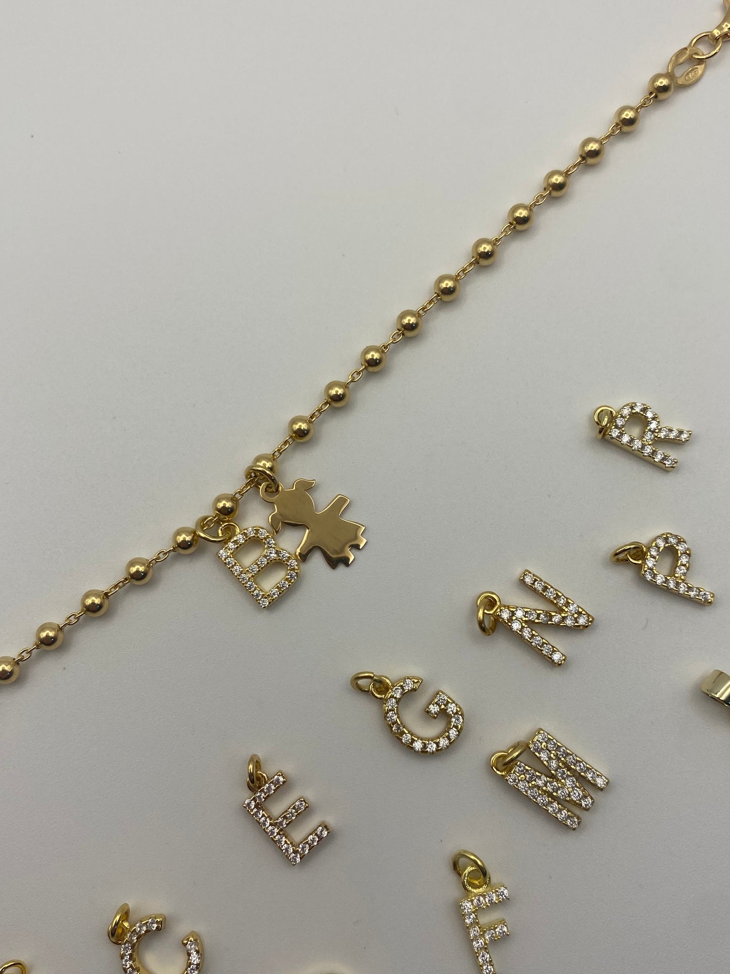 Bracciale Bimba con Iniziale-In argento Dorato