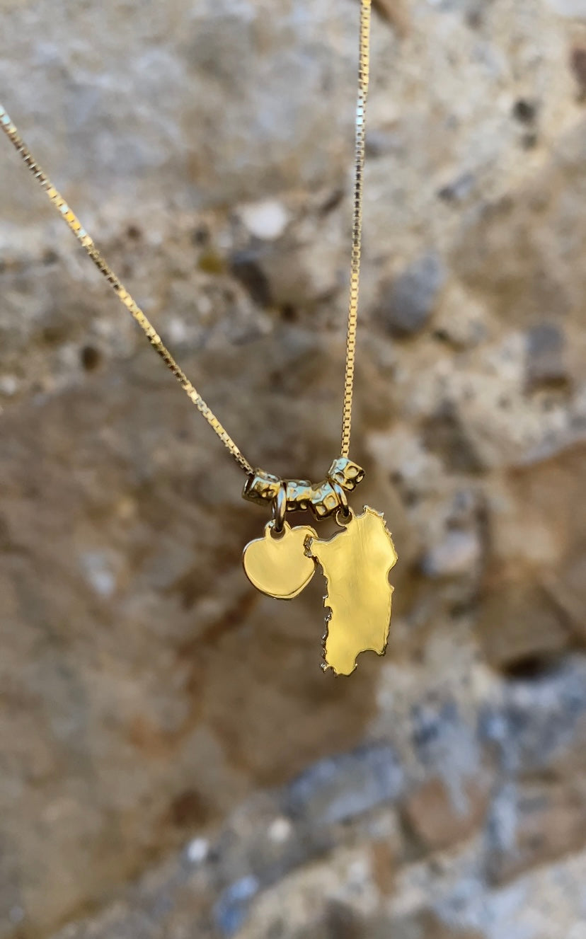 Collana Sardegna con cuoricino-In argento dorato