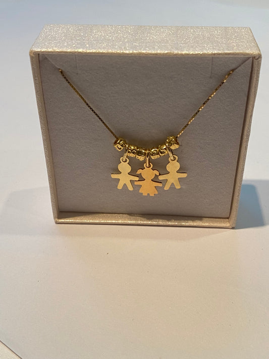 Collana Due Bimbi e Una Bimba con Pepite