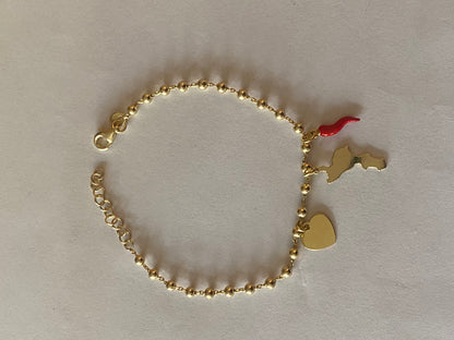 Bracciale Calabria Portafortuna Argento Dorato