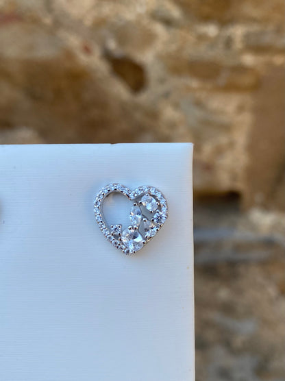 Orecchini Cuore Traforato con Zirconi