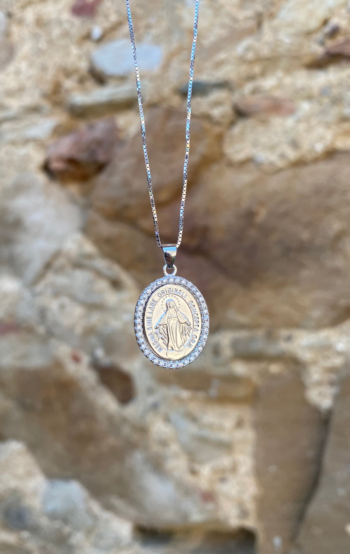 Collana con Medaglia Madonna Miracolosa in Argento